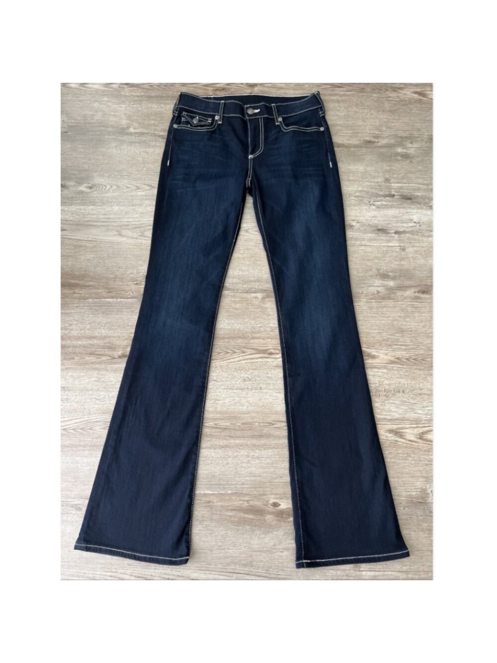 True Religion Becca Flap Pocket Bootcut Jeans Women's 28 Dark Wash Made‎ USA Y2K